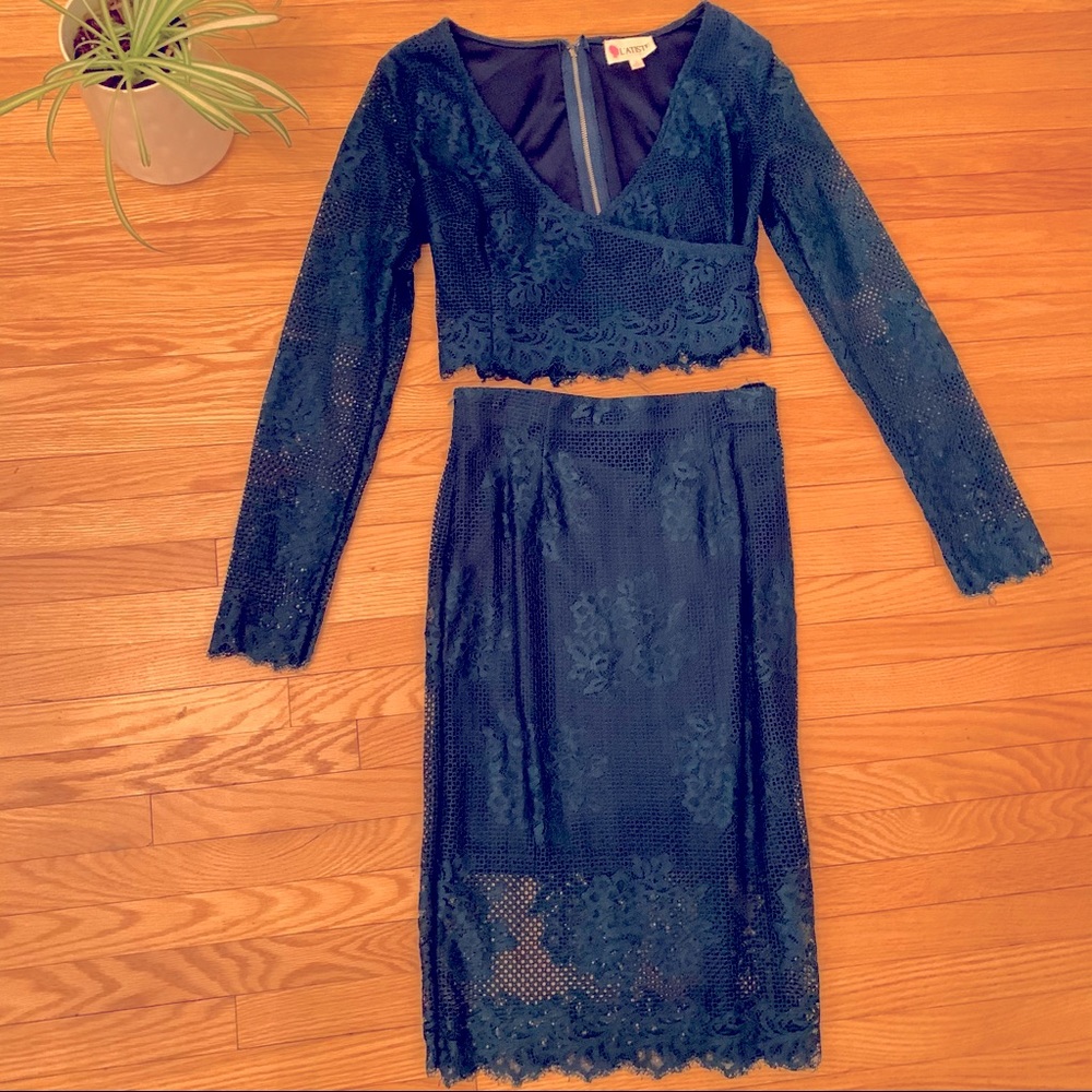 Two Piece Teal Lace Set